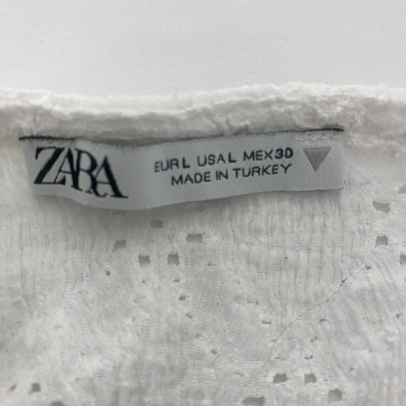 ZARA Embroidered Women’s Eyelet Crop Top in White Size Large - Picture 6 of 11
